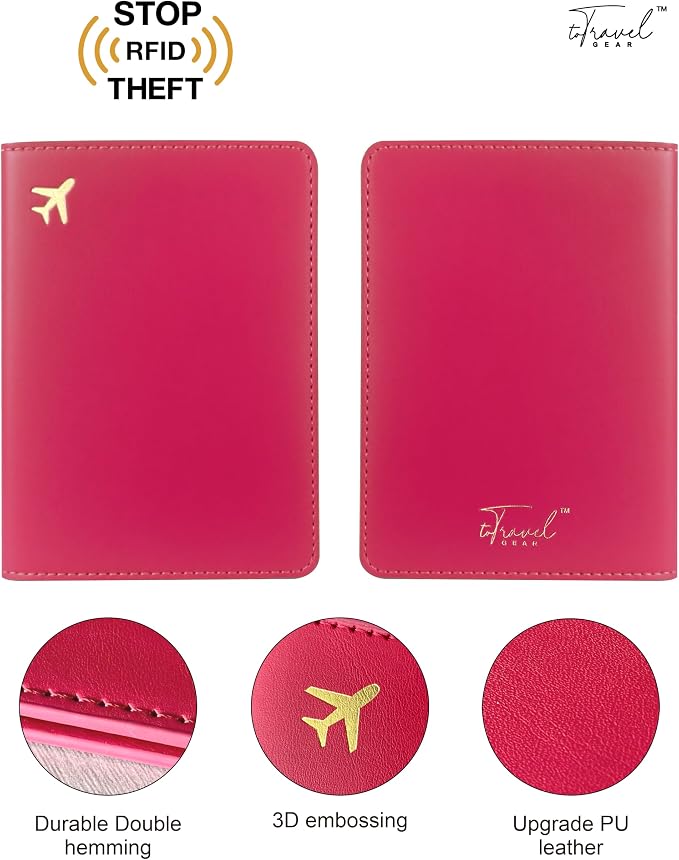 Passport Holder for Travel, RFID Blocking Waterproof PU Leather Travel Passport Cover Case Wallet