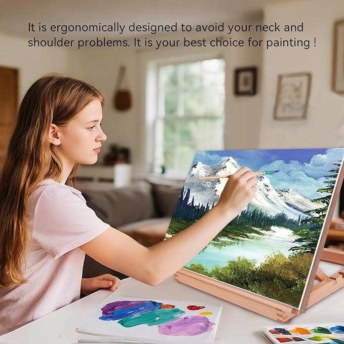 Miratuso Tabletop Easel Painting Easel, Art Drawing & Sketching Board | 12.5" L x 17.5" W (A3), Adjustable Angles & Foldable, Portable Multiple Use, Gift for Artists, Children, Beginners & Student