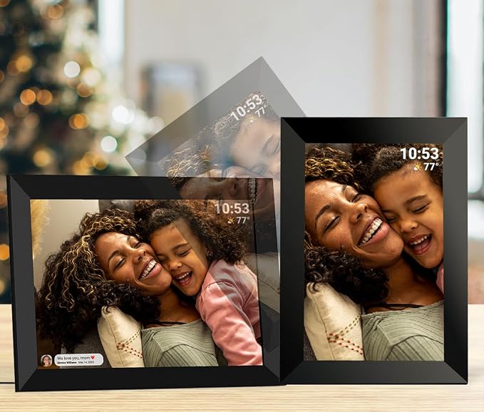 10.1Inch WiFi Digital Picture Frame IPS Touch Screen HD Disply,Video Clips and Slide Show,Auto-Rotate, Wall Mountable,Send Photos Instantly from Anywhere with via Frameo APP (10.1 INCH)