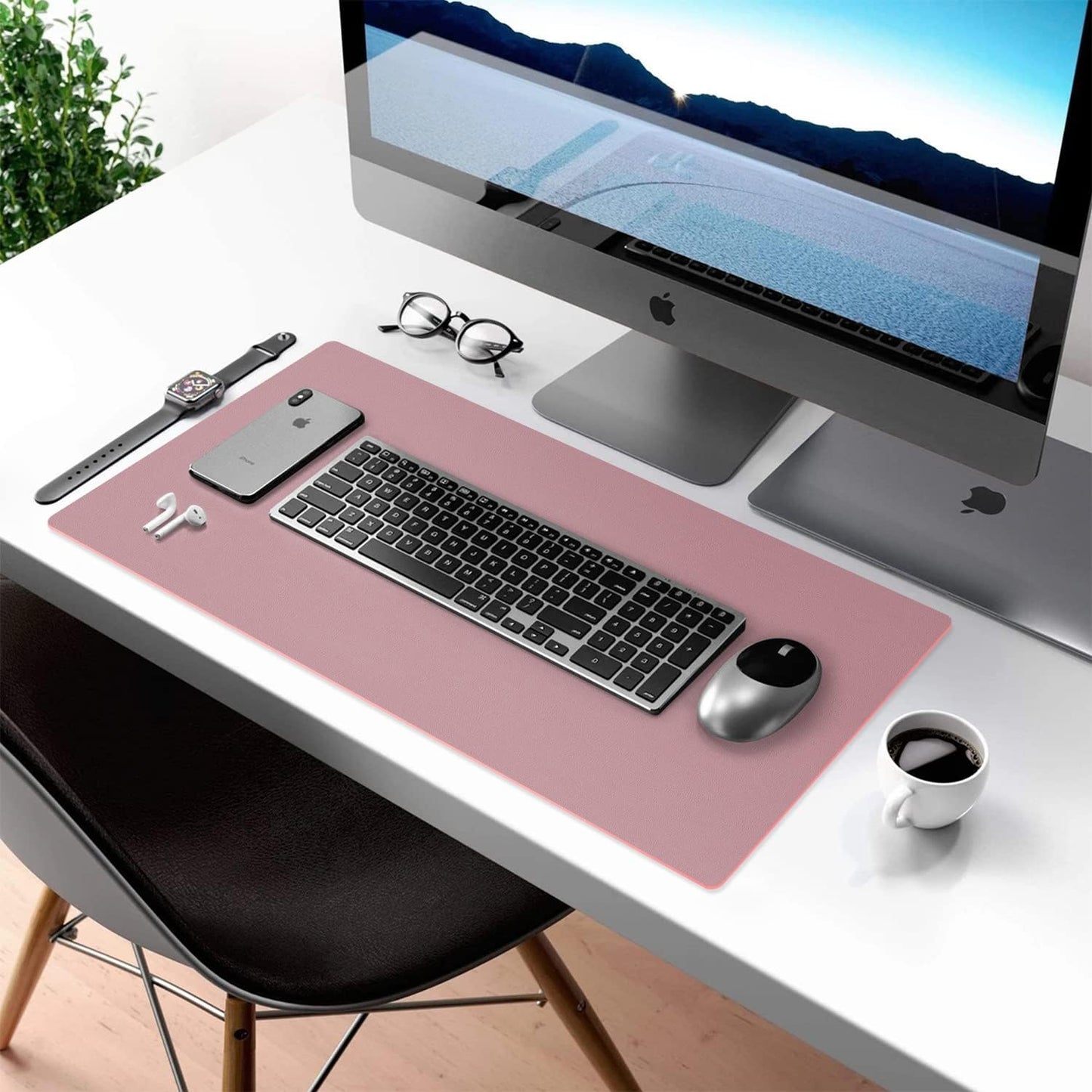 Desk Mat Large Protector Pad - Multifunctional Dual-Sided Office Desk Pad,Smooth Surface Soft Mouse Pad, Waterproof Desk Mat for Desktop, Pu Leather Desk Cover for Office/Home(Purple, 31.5" x 15.7")
