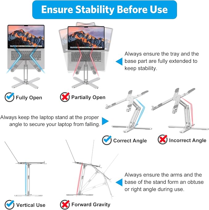 OMOTON LA10 360° Rotating Laptop Stand Riser Foldable for Desk, Silver | Aluminium Aolly, Adjustable Height Angles, Collaborative Work, Easy Storage, Fits Laptops up to 17", for MacBook Pro/Air HP