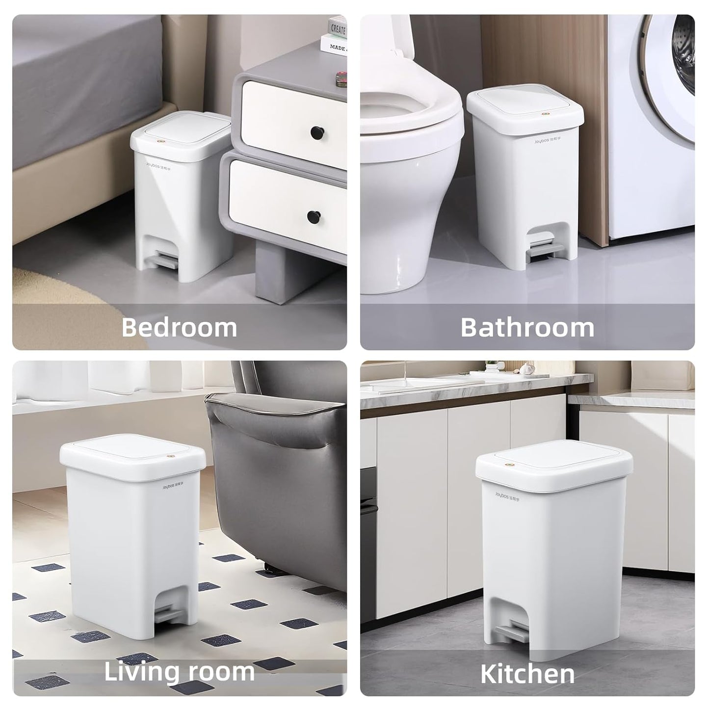 MOPALL Slim Bathroom Trash Can with Lid Soft Close, Garbage Can with Pop-Up Lid & Step On Foot Pedal, Small Trash Bin Trashcan Waste Basket for Toilet, Office, Bedroom, Kitchen, Living Room 1.9 Gallon