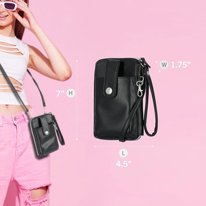 Mundi Jacqui RFID Crossbody Wallet for Women, Vegan Leather Small Travel Handbag with Phone Holder, Compact Organizer with Card Slots and Removable Strap, Vacation Purse in Iris