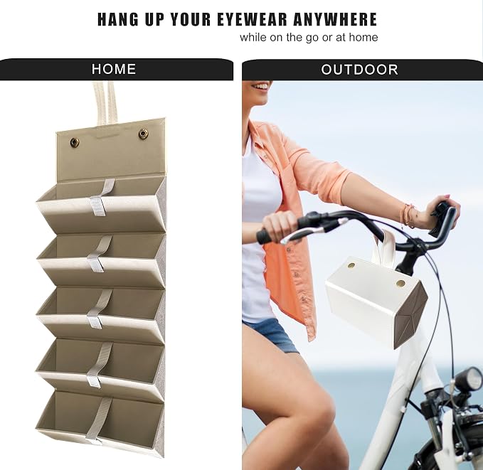Longjet Sunglasses Organizer Travel Glasses Case 5 Slots Multiple Pairs Eyeglasses Storage Box Hanging Eyewear Holder