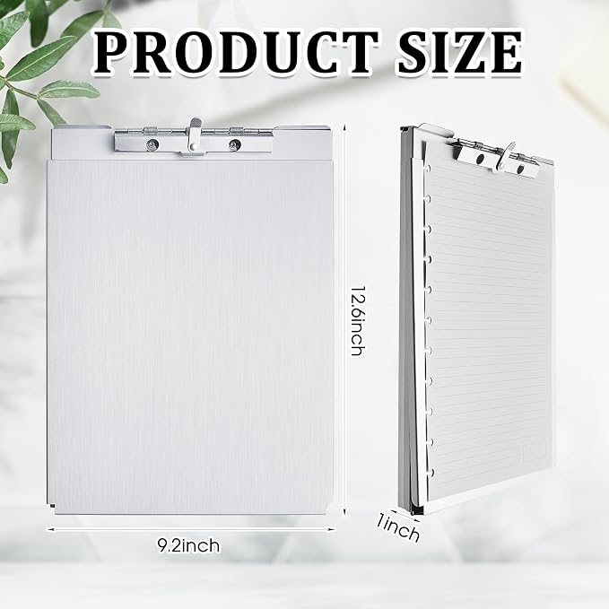 Henoyso 2 Pcs Metal Storage Clipboard Bulk Heavy Duty Aluminum Clip Board for Teacher Contractor Medical Construction Office School Classroom, 12.6x9.2x1 Inch, Fit Letter Size 8.5x11 Inch Paper