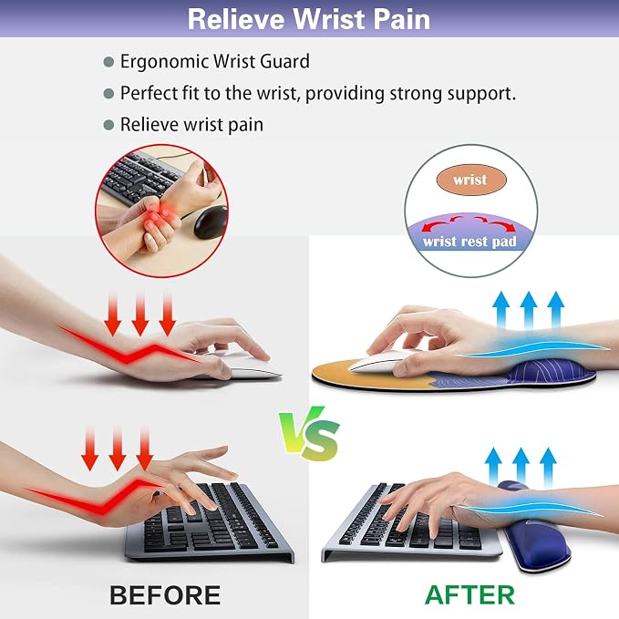 Ergonomic Keyboard Wrist Rest, Mouse Pad with Wrist Rest Anime | Cat Gaming Mousepad with Wrist Support, Memory Foam Wrist Rest Set for Computer Keyboard, Funny Cute Office Desk Accessories