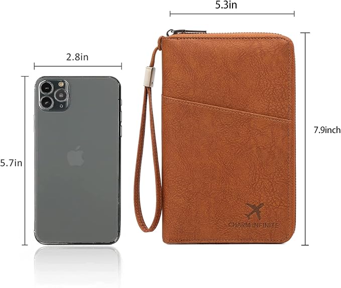 Family Passport Holder for Travel Women and Men RFID Blocking Passport Holder with Zipper Multi-functional Passport Wallet Passport Case Passport cover Travel Essentials