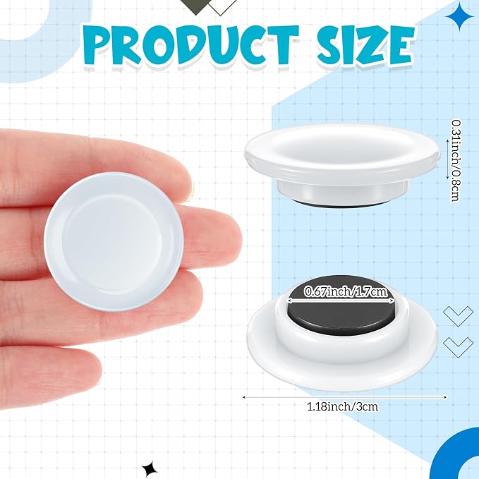 Outus 45 Pieces White Round Whiteboard Magnets 3 cm Refrigerator Magnets Dry Board Mini Fridge Teacher Supplies for Home Offices