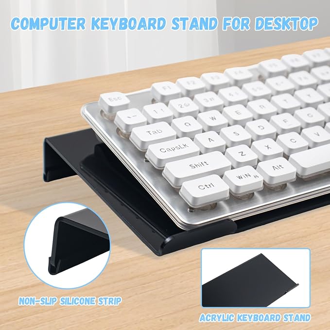 Computer Acrylic Keyboard Stand for Desktop, Ergonomic Clear Gel Wrist Rest for Keyboard and Mouse,Laptop,Typing