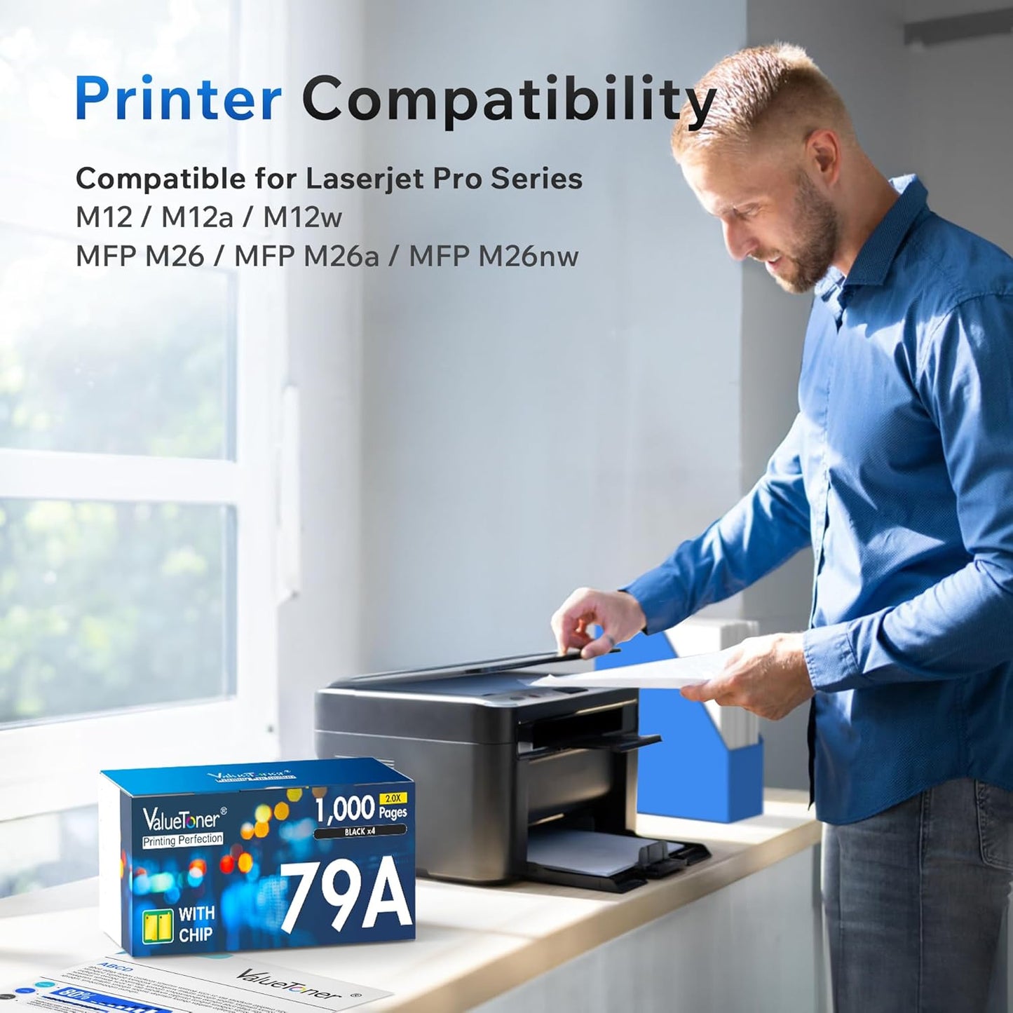 Valuetoner Compatible Toner Cartridges Replacement for HP 79A CF279A Work for Laserjet Pro M12, M12a, M12w, MFP M26, MFP M26a, MFP M26nw (4-Pack)