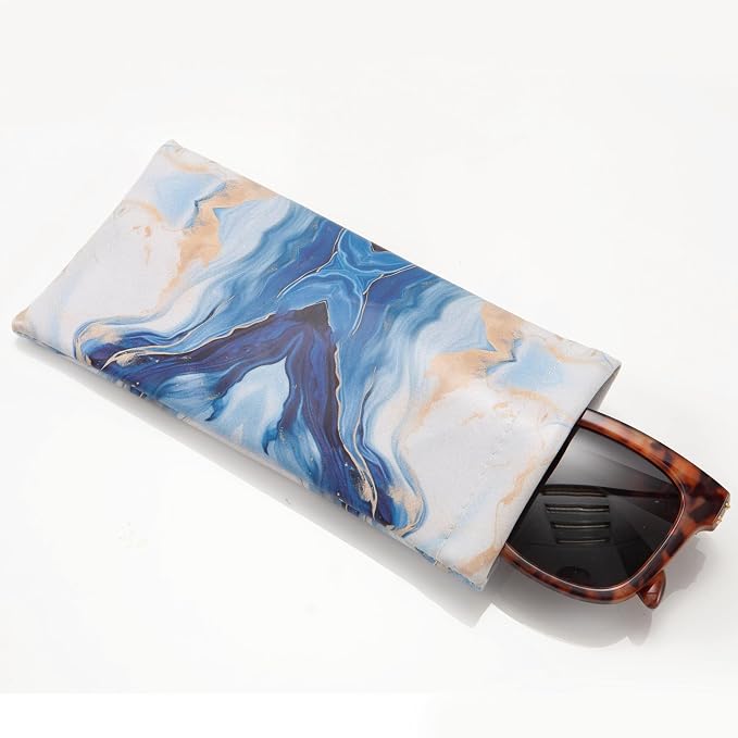 TRIUMPH VISION Eyeglass Case Glasses Case Soft Sunglass Pouch Sleeve 3 Pack | Slim Lightweight Alternative to Bulky Case, Leather Lined Protect Lens, Squeeze Easy to Use, Stylish Portable for Daily Use