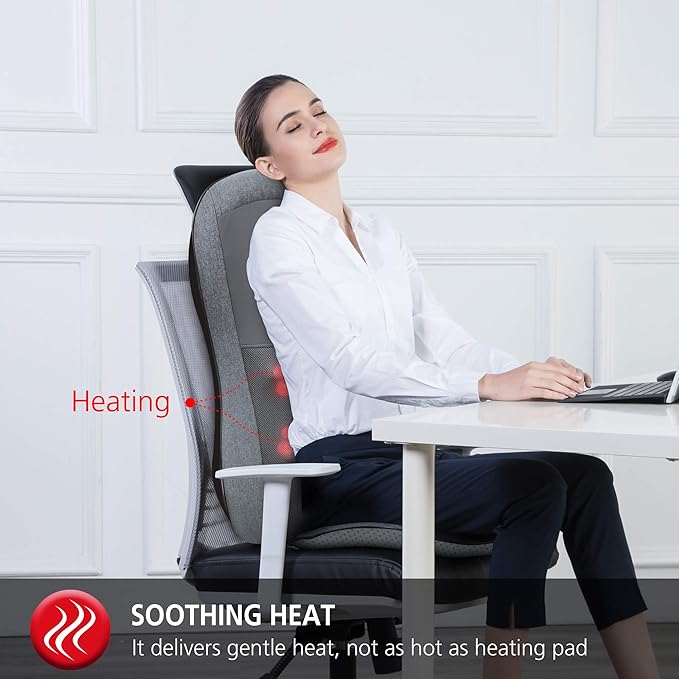 COMFIER Shiatsu Full Back Massager,Massage Chair Pad with Heat,2D/3D Massage Seat Cushion,Chair Massager with 10 Shiatsu Nodes, Rolling Kneading Chair Pads for Lower Back,Gift for Men,Women