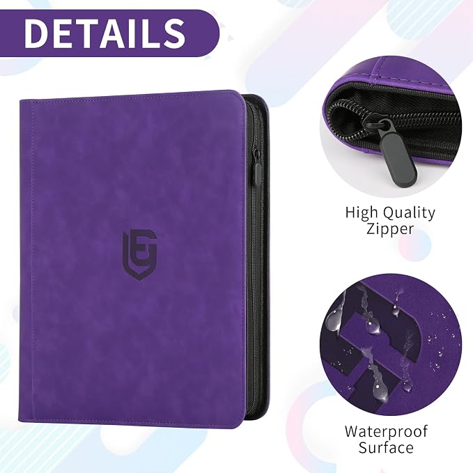 1024 Pocket Card Binder,16 Pocket Trading Card Binder，Side Loading Collectible Card Albums for MTG, for TCG Football, Sports, Game Cards Purple