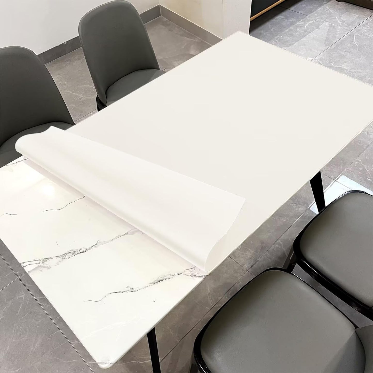 Leather Table Pad,1.8mm Thick,40x78 Inch,Dining Table Pad,Table Pads for Dining Room Table Rectangular,Table Protector for Dining Room Table,Table Protector Pad(White+White,40x78)