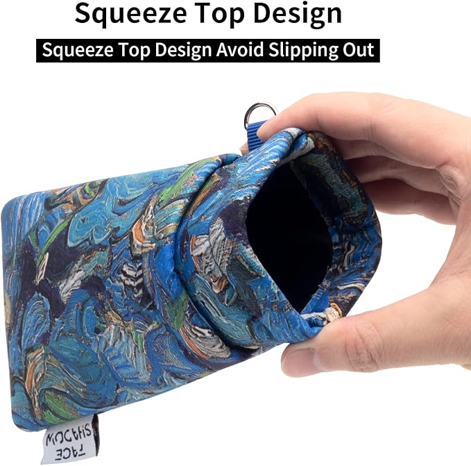 Face Shadow Double Glasses Case Soft Eyeglass Case For Women Men Squeeze Top Sunglasses Case With Cleaning Cloth