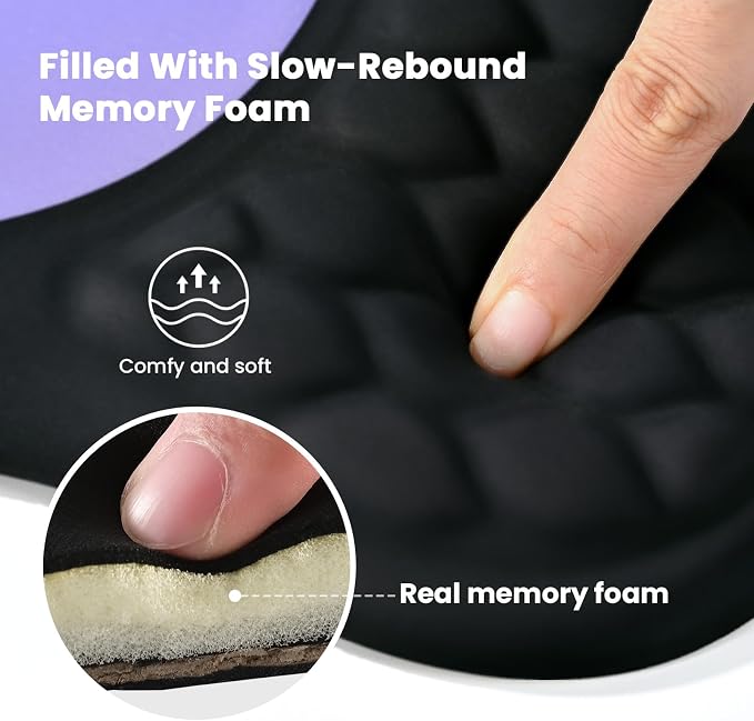 EooCoo Massage Ergonomic Mouse Pad with Dual-Slope Design Wrist Rest | Carpal Tunnel Relief, Memory Foam Wrist Rest, Non-Slip PU Base, Office Desk Accessories