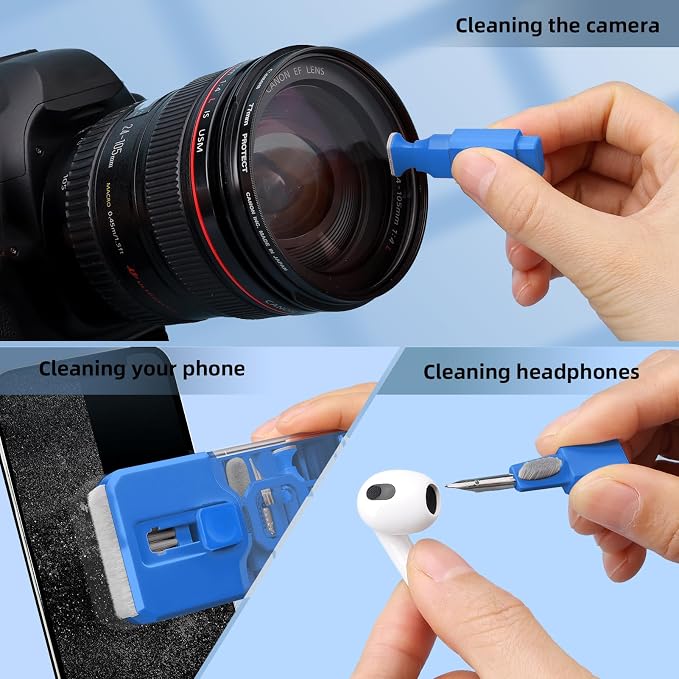 Keyboard Cleaner & Laptop Cleaning Kit, All-in-1 for Computer PC, SkyBlue | Electronics Deep Cleaning Reusable Brush Tool, Screen-Safe Spray, for iPhone iPad Macbook Airpod Camera, Gaming Accessories
