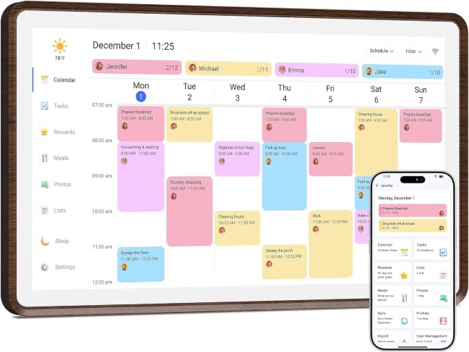 Dragon Touch 21.5 inch Digital Calendar Chore Chart – Digital Picture Frame, Smart Family Planner, Hearth Display Desk Digital Calendar Best Gift for Women, Mom,Christmas, Wedding