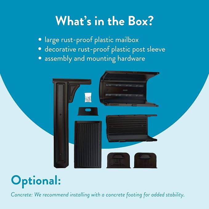 Architectural Mailboxes Gentry Plastic, Dual Access, Mailbox and Post Kit, GGC1B00AM, Black, Large Capacity