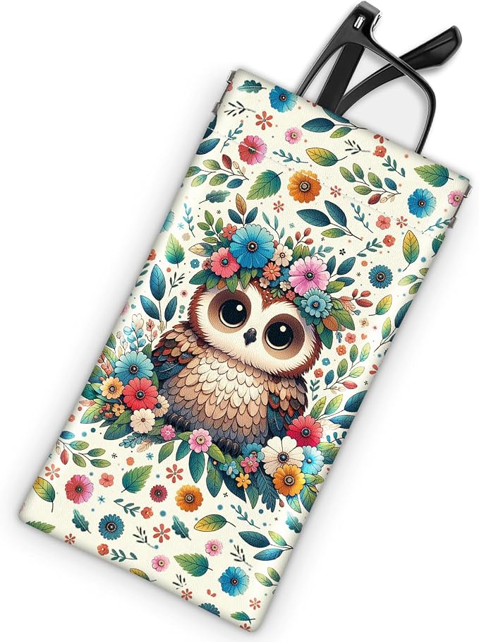 Soft Sunglasses Eyeglass Glasses Case,7x3.5inch Portable PU Leather Squeeze Top Holder Bag Pouch for Women Men