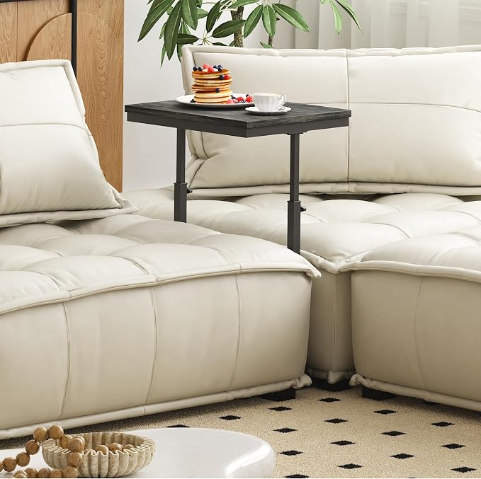 TUTOTAK End Table, Side Table, Tall Couch Table, Sofa Table | for Living Room, Bedroom, Grey TB01BY083P