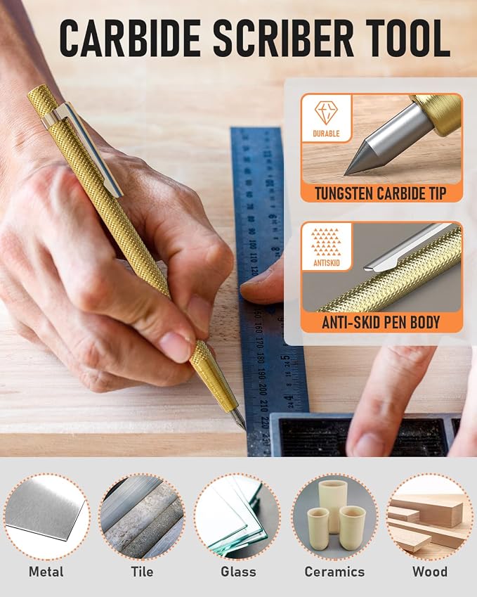 Nicpro 10 Pack Carpenter Pencils Mechanical, Construction Pencils with 21 Refill, Automatic Center Punch and Carbide Scribe Tool, Mechanical Pencil for Woodworking, Best Carpenters Marking Tool | Heavy Duty Construction Pencils, Comfortable Grip Woodwo...