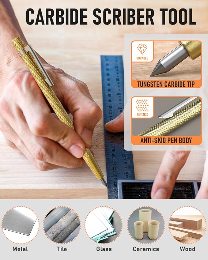 Nicpro 18 Pack Carpenter Pencil Set with Sharpener, Mechanical Carpenter Pencils with 76 Refills and Carbide Scribe Tool, Deep Hole Marker, Heavy Duty Construction Pencil for Architect-With Case | Heavy Duty Construction Pencils, Comfortable Grip Woodw...