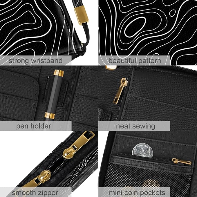 Family Passport Holder Wallet RFID Blocking Document Organizer | PU Leather Mulit-purpose Travel Wallet Credit Cards Case for Women Men, Topographic