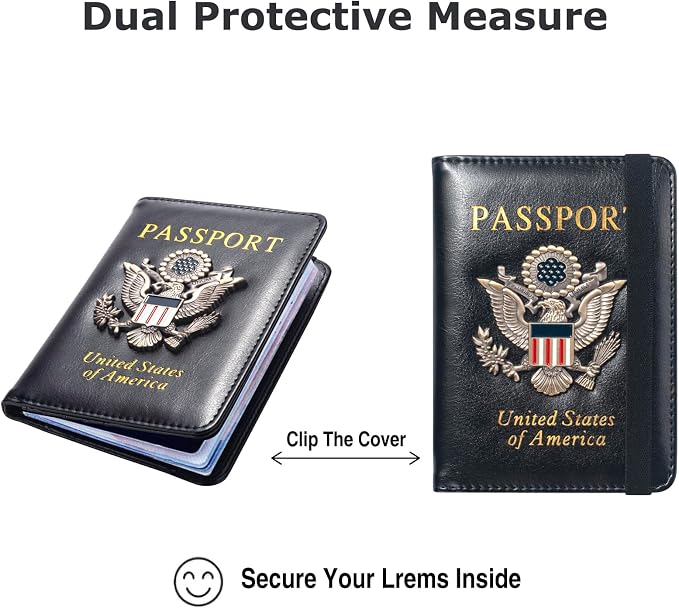 Premium Passport Holder for Travel RFID Blocking Passport Cover Slim | Passport Cover for Women Men Leather US Passport Wallet Case for Travel Passport Book Cover Travel Document Organizer Carrier