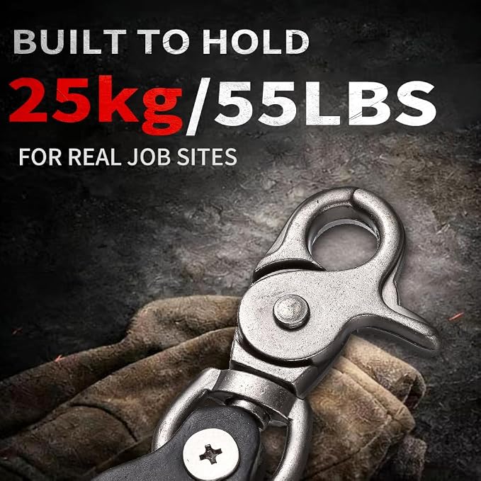 Heavy Duty Glove & Hat Clip with Carabiner, All-Metal Spring Clamp Work Glove Holder for Tool Belt, Harness, Backpack