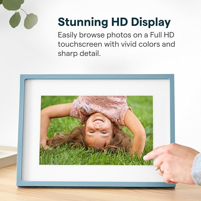 Skylight Digital Picture Frame 2 – 10" Full HD Wi-Fi Touch Screen, 16GB Digital Photo Frame, Load Photos & Videos Directly from Phone, Anti-Glare – Ideal for Personalized Gifting, Classic Blue