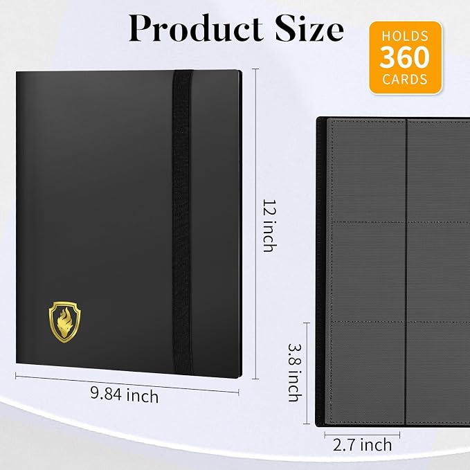 Heavy Duty Card Binder, Fabmaker 9 Pocket Trading Card Binder Holds 360 Cards, Sleek Side-Loading Card Album, Sturdy Card Collection Folder for Game Cards, Sport Cards, White