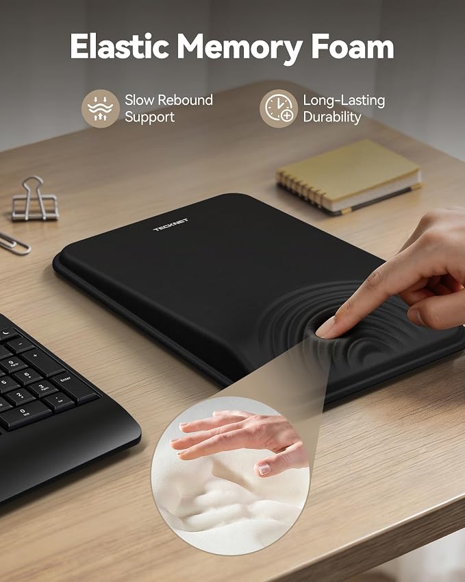 TECKNET Ergonomic Mouse Pad with Wrist Rest, Comfortable Relieves Pain | Built-in Memory Foam and Ergonomic Slope Design Relieves Carpal Tunnel Syndrome Pain, Mousepad for Office Gaming