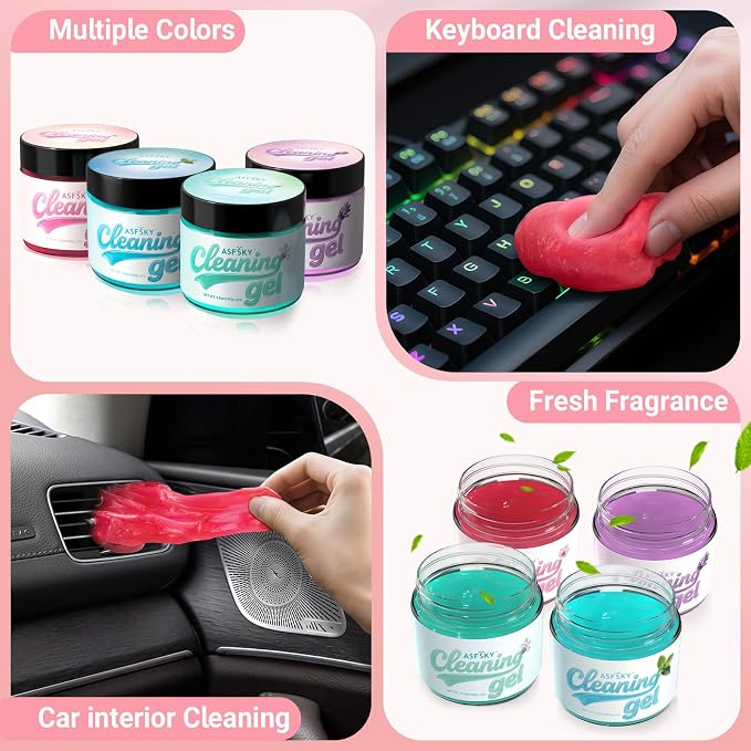 ASFSKY Car Cleaning Gel, Sakura | Cleaning Putty for Car Interior, Keyboard Dust Remover, Universal Cleaning Gel, Pink, 1 Pack