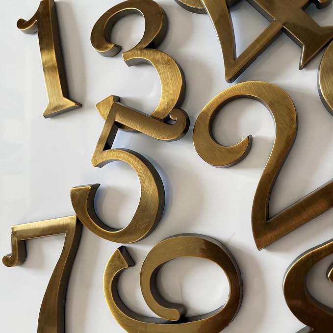 Bronze Mailbox Numbers Door Address Sign Stickers for Outside, Stick on Aprtment Office Home Room Doors, Aged Metal Shiny, Waterproof and Durable.(Bronze, 2.75" - Set of 20)