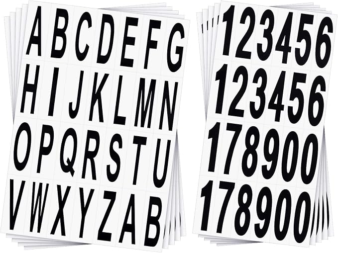 10 Sheets Mailbox Numbers and Letters Stickers for Outside Stick on Black Vinyl Alphabet Number Decals Sticky for Home Business Apartment Address Window Door Car Truck (3 x 1 Inch, 3 x 1.2 Inch)