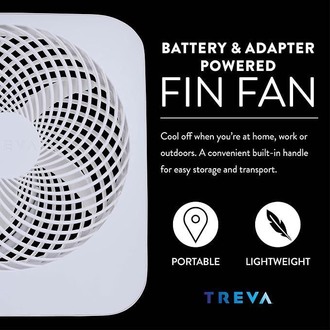Treva 10 in Portable Fan Battery or AC Powered 2-Speed Desk Fan White | Yes