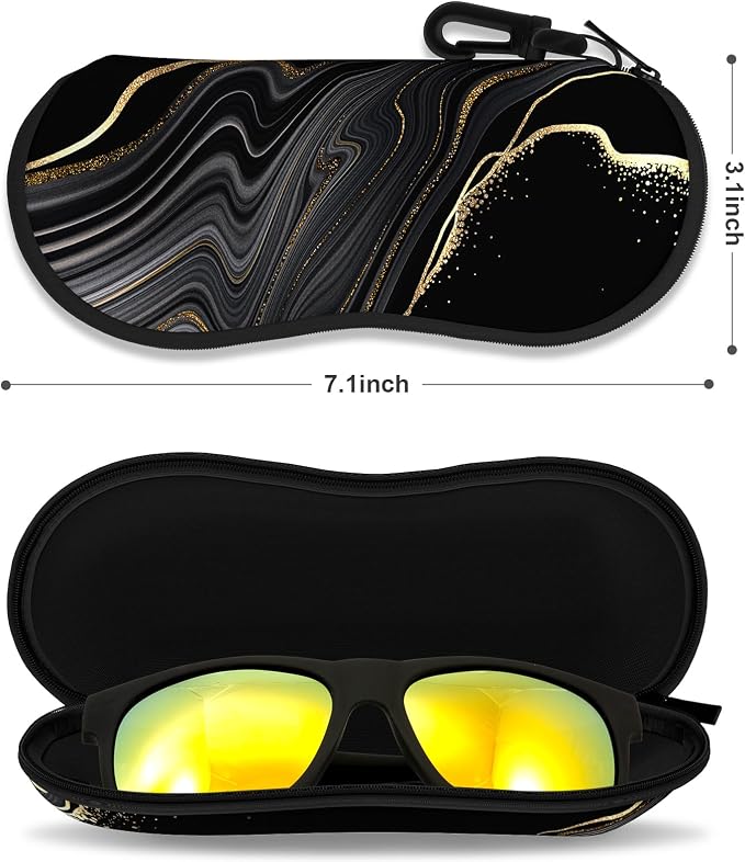 Sunglasses Soft Case, Ultra Light Portable Neoprene Zipper Glasses Case for Men Women