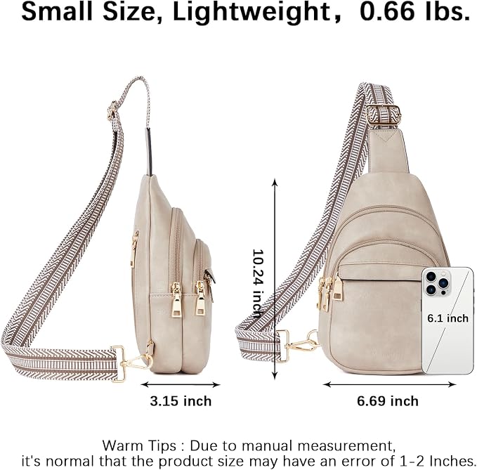 BOSTANTEN Sling Bag for Women Leather Crossbody Bags Fanny Pack Chest Bag for Travel | Adjustable Wide Strap, Small, Anti Theft, Lightweight, Multi Pockets and Carrying Way, Card Slot, Cute Trendy for Everyday