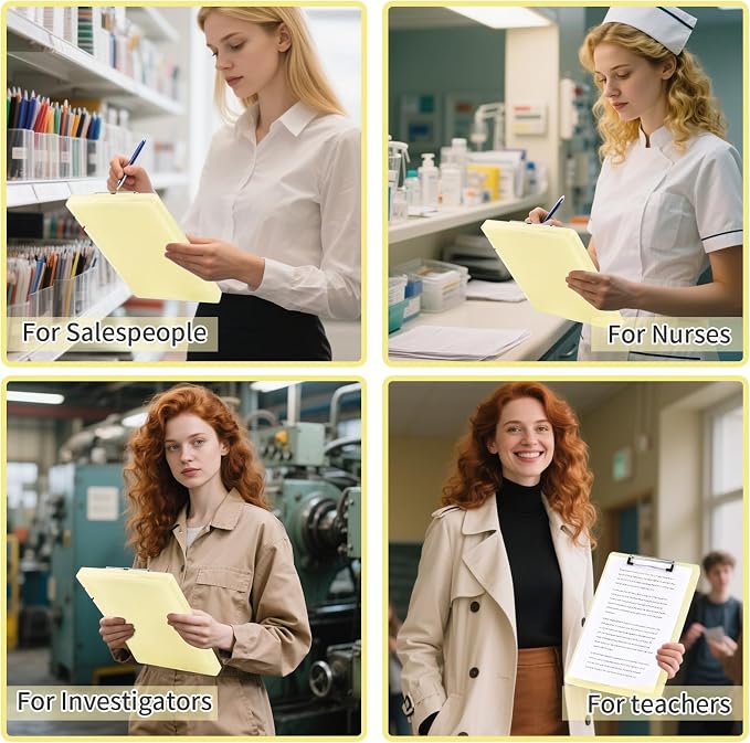 2 Pack Letter Size Clipboard with Storage 8.5 * 11, Plastic Clear Yellow Clipboard File Box A4 Nursing Clip Board for School & Office with Christmas Stickers (Clear Yellow)