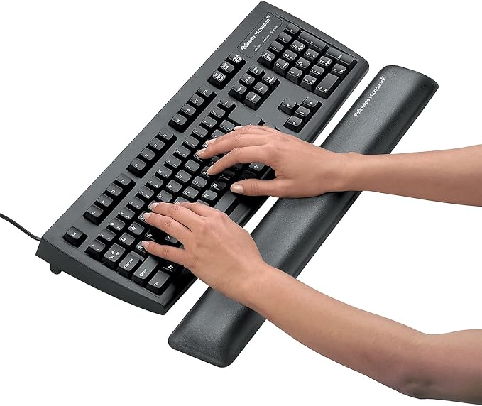 Fellowes Gel Wrist Rest with Microban Product Protection, Graphite (9175301)