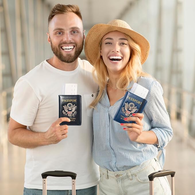 Premium Passport Holder for Travel RFID Blocking Passport Cover Slim | Passport Cover for Women Men Leather US Passport Wallet Case for Travel Passport Book Cover Travel Document Organizer Carrier