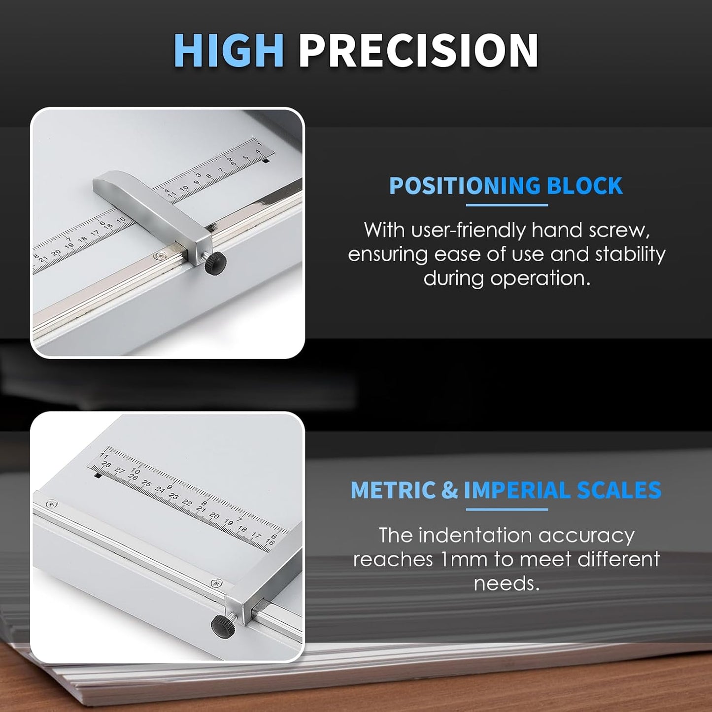 Mxmoonant Manual Creasing Machine 60-500g Paper Folding Creaser with 2 Adjustable Block & Metric/Imperial Positioning Ruler for Paper Sheet Cardstock