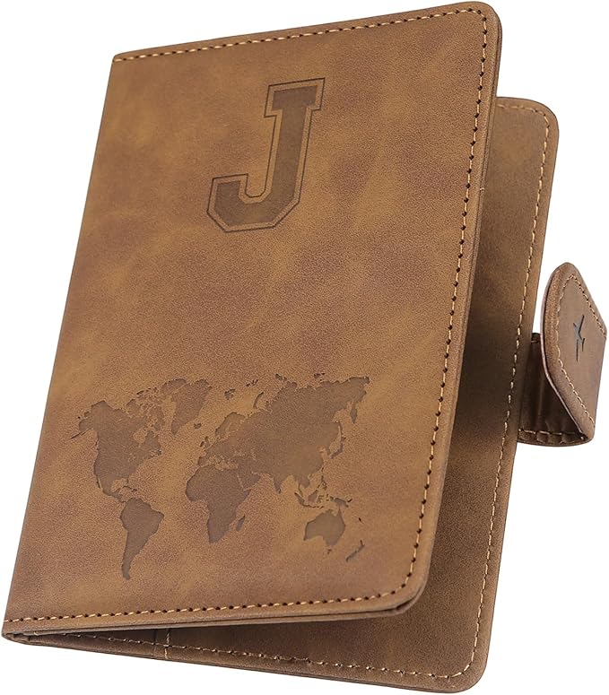 ILIYAH-Passport Cover-Passport Holder Travel Wallet-RFID Blocking Passport Case Travel Accessories Card Holder Wallet Unisex Travel Gifts (Brown J)