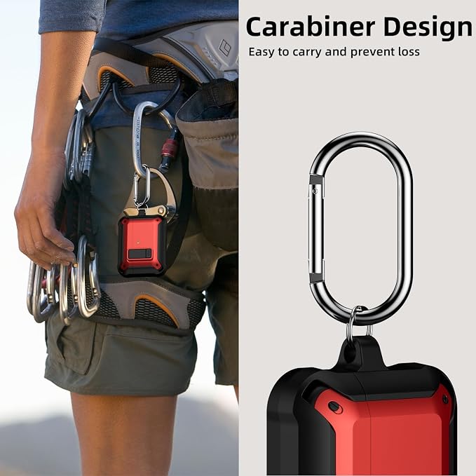 [4 in 1] Lock Case Compatible with AirPods Pro 3 with Keychain | Military Grade Armor Shockproof Rugged Shell Protective Cover for Women Men with Lanyard and Cleaning Pen Kit