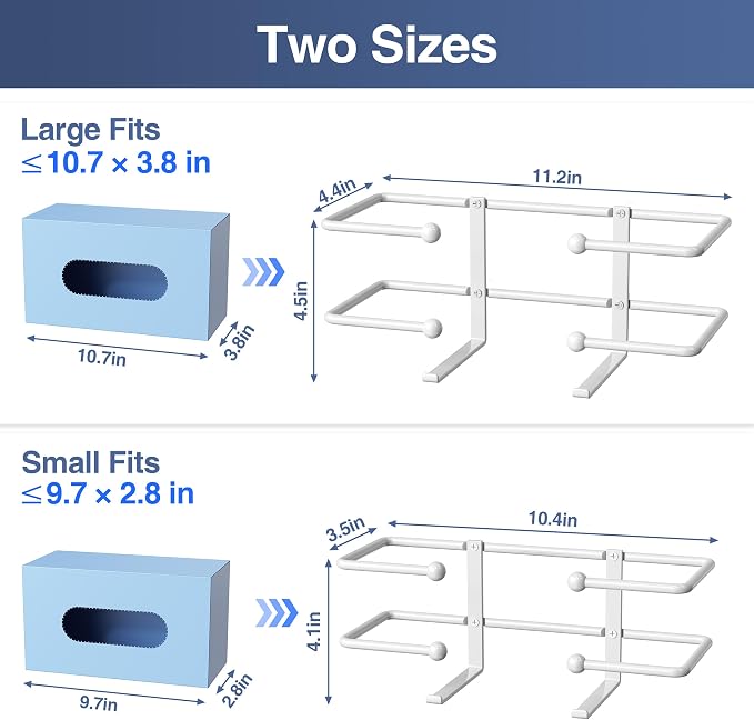 Glove Box Dispenser Wall Mount, Metal Tissue Holder, White | Wall Mount Glove Holder Organizer for Disposable Glove Box & Tissue Box, For Lab, Kitchen, Bathroom, Garage