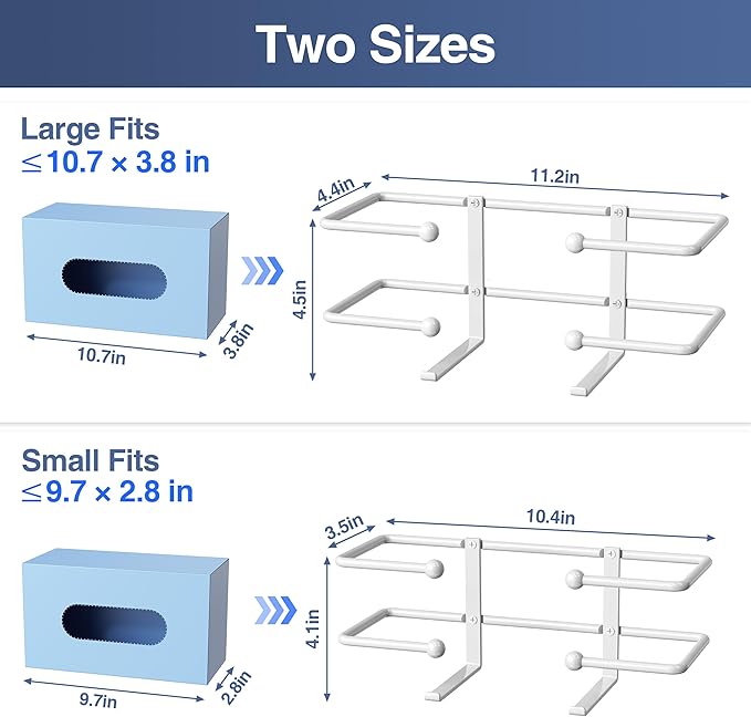Glove Box Dispenser Wall Mount, Metal Tissue Holder, White | Glove Holder Organizer for Disposable Glove Box & Tissue Box, Glove Organizer on Wall in Lab, Kitchen, Bathroom, Garage