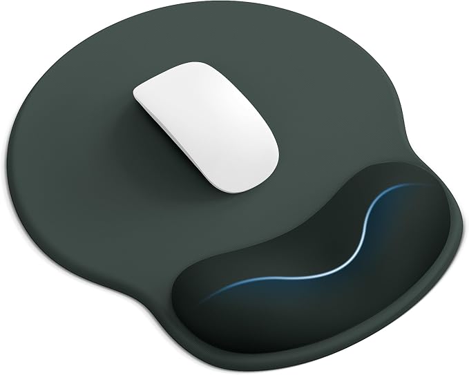 Mouse Pad with Wrist Rest for Desktop Large Ergonomic Mouse Mat(Black+Gray) | 10.6''L x 9''W Size, Gel Wrist Support, Non-slip Base, Washable Surface, Laptop Mousepad