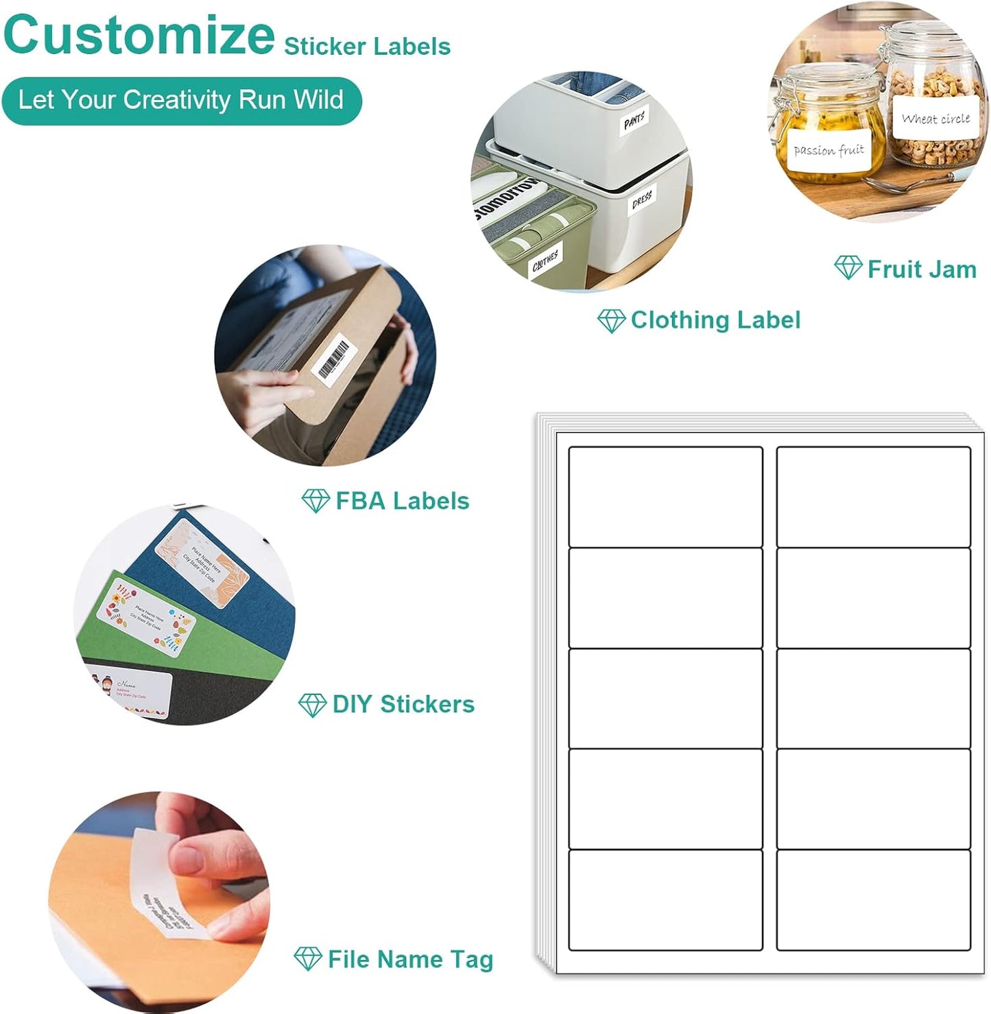 MFLABEL 2x4 Shipping Labels 10-UP - 500 Sheets (5000 Labels!) for Laser/Inkjet Printers | Industrial Adhesive for Boxes/Mailers | FBA & UPS Certified + Free 48 Fragile Stickers