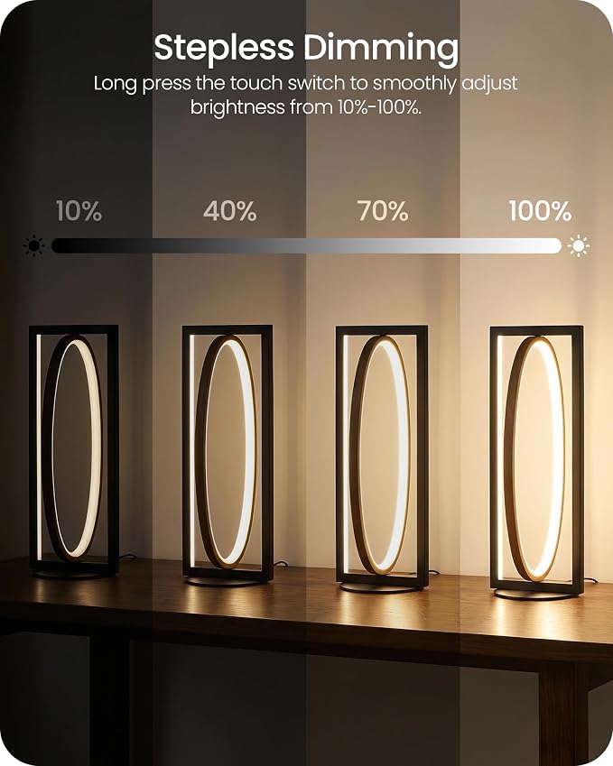 Modern LED Table Lamp, Dimmable Minimalist Bedside Lamp, 3 Color Temperatures, Angle Adjustable, Cute Desk Lamp, Nightstand Lamp for Living Room, Bedroom, Office, Black and Walnut K62TL05